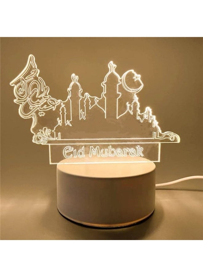 ثري دي مصباح ثلاثي الأبعاد للتصور الإبداعي - إصدار عيد مبارك، مصباح ليلي بتقنية LED مع خاصية التعتيم التدريجي - Image 1